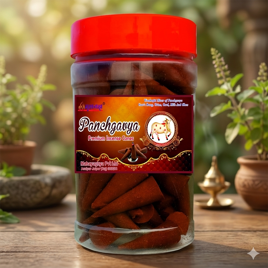 Mahayaghya Organic Panchgavya Dhoop Cones – 100% Natural & Charcoal Free
