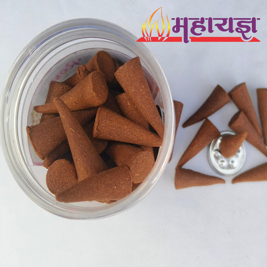Mahayaghya Sacred Chandan Dhoop Cones | 100% Natural Sandalwood | Charcoal-Free & Hand-Rolled for Deep Meditation