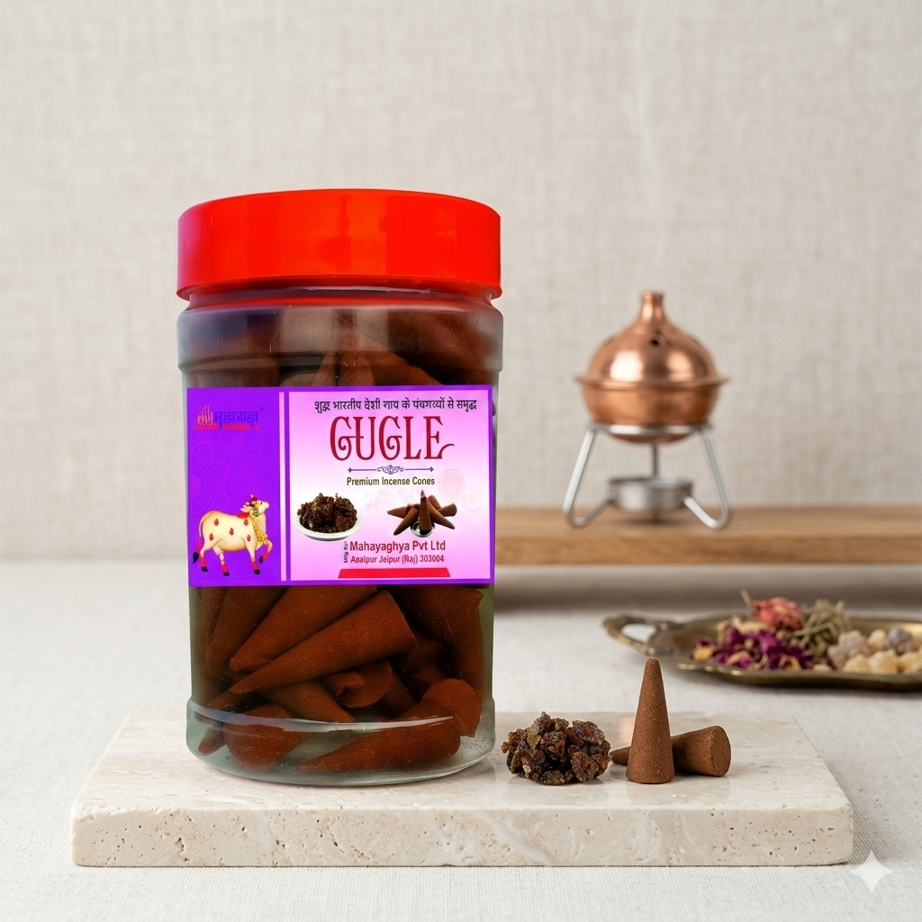 Vedic Panchgavya Gugle Dhoop Cones - 100% Desi Cow Dung & Charcoal Free