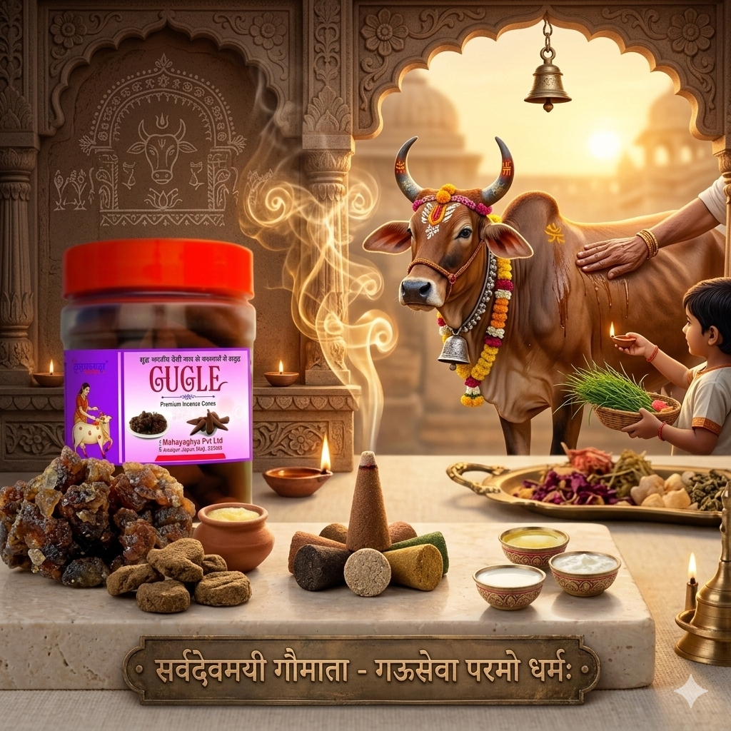 Vedic Panchgavya Gugle Dhoop Cones - 100% Desi Cow Dung & Charcoal Free