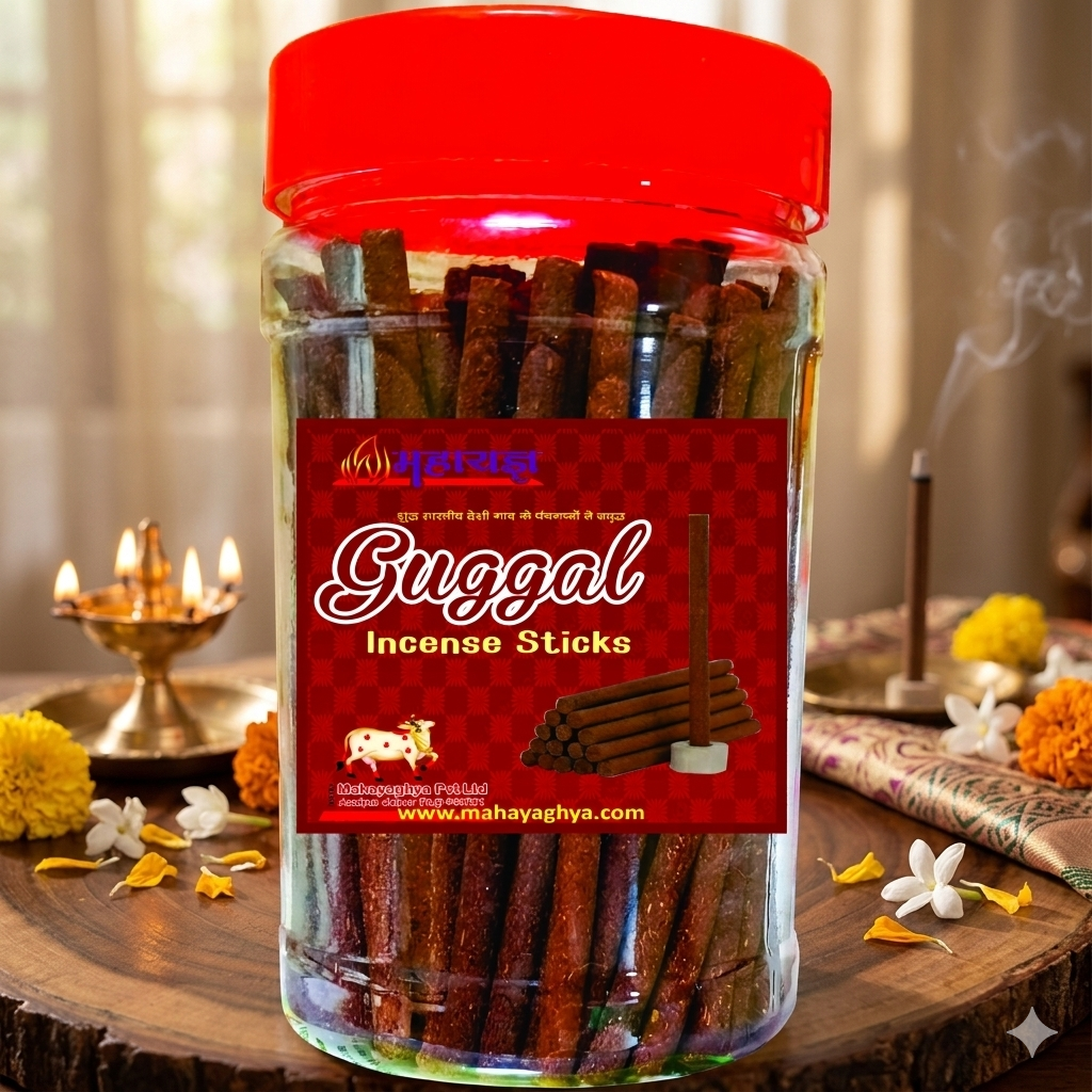 Guggal Panchgavya Dhoop Sticks | 100% Charcoal-Free | Ancient Vedic Air Purifier & Vastu Cleansing