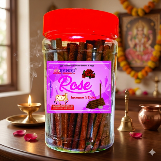 Sacred Rose Panchgavya Dhoop Sticks | 100% Charcoal-Free | Heart-Opening Aroma & Spiritual Bliss | Handcrafted with Desi Cow Dung