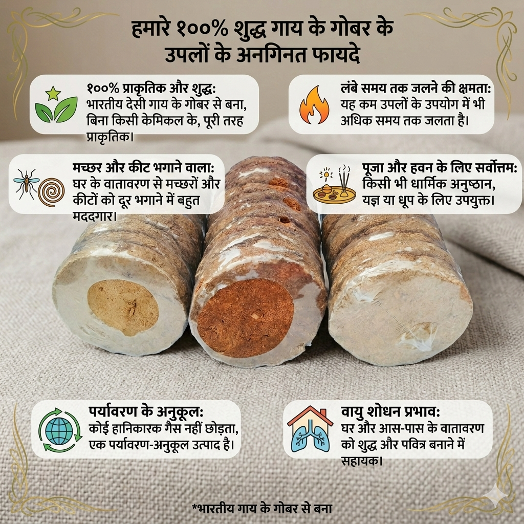 Premium Desi Cow Dung Cakes for Hawan and Pujan
